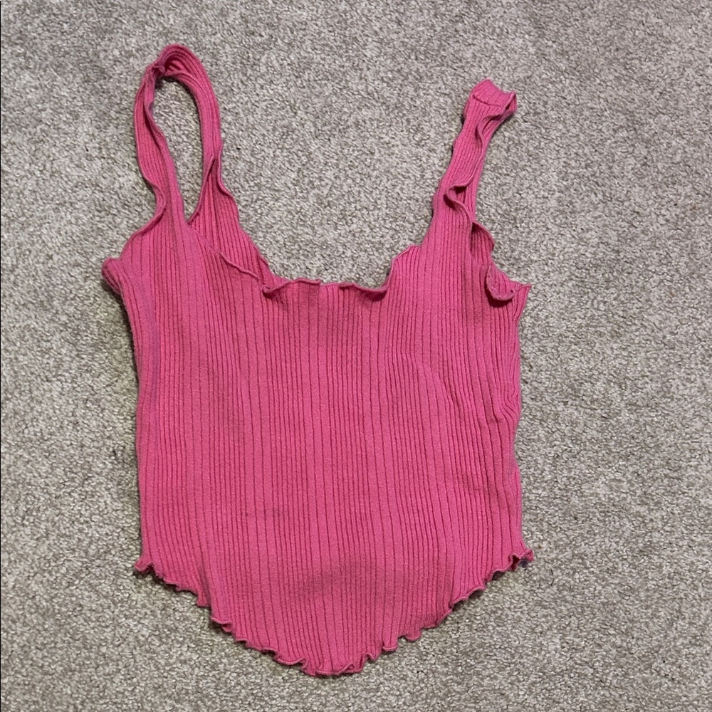 Kendall & Kylie Pink Ribbed Tank Top